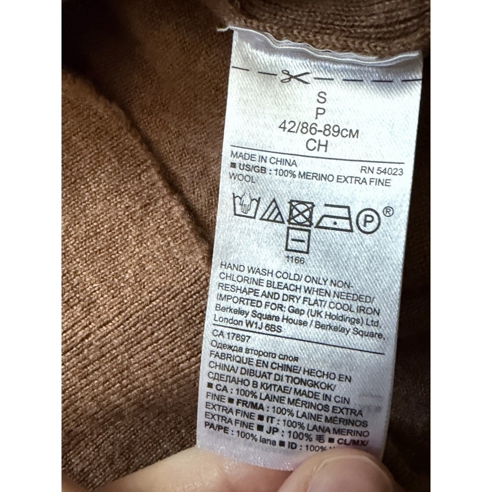 Banana Republic 100% Merino Wool Camel Brown V Neck Sweater Size S - Picture 6 of 7